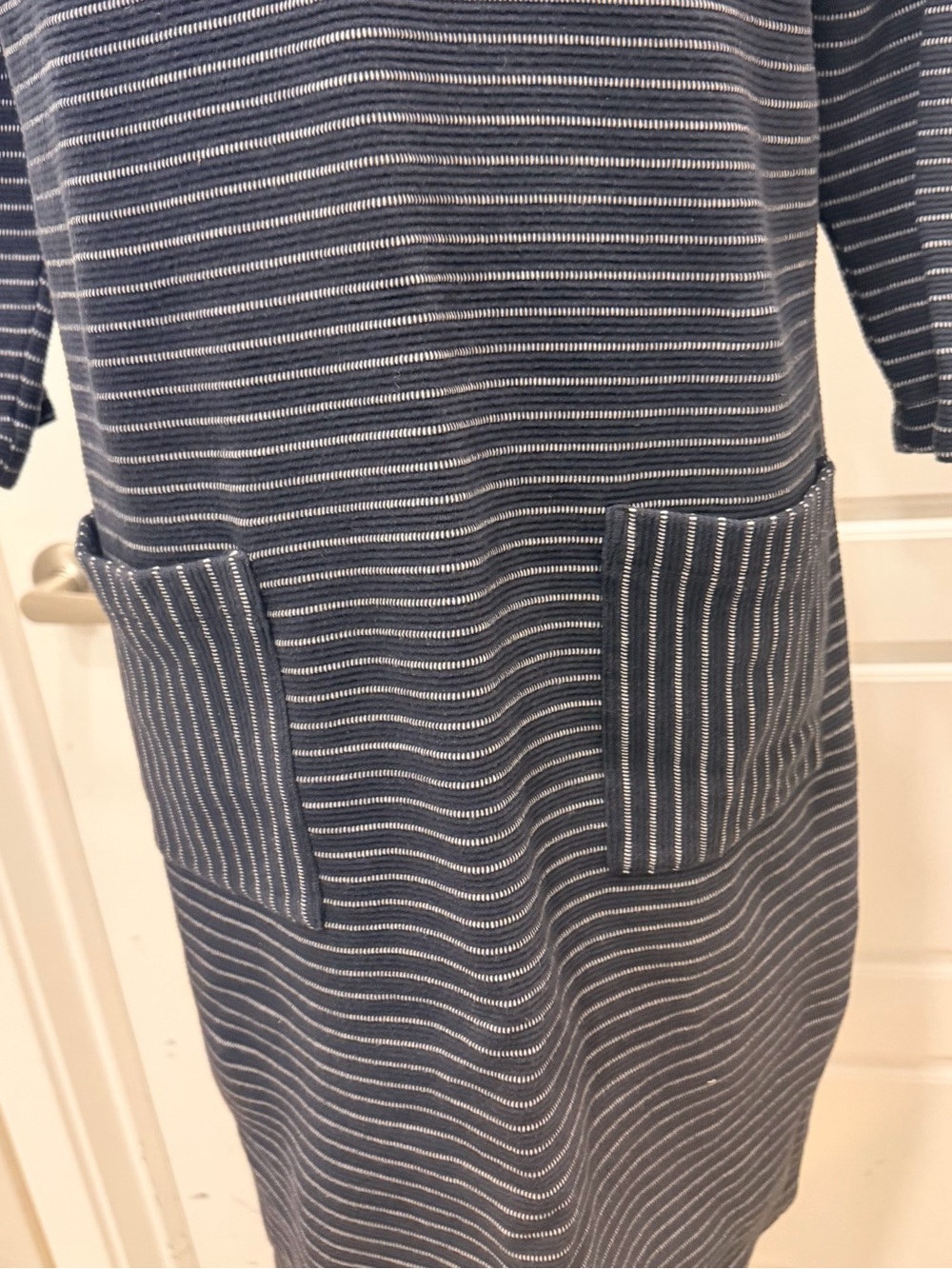 J. Jill Navy and White Striped Long Sleeve Tunic Dress - Picture 3 of 5